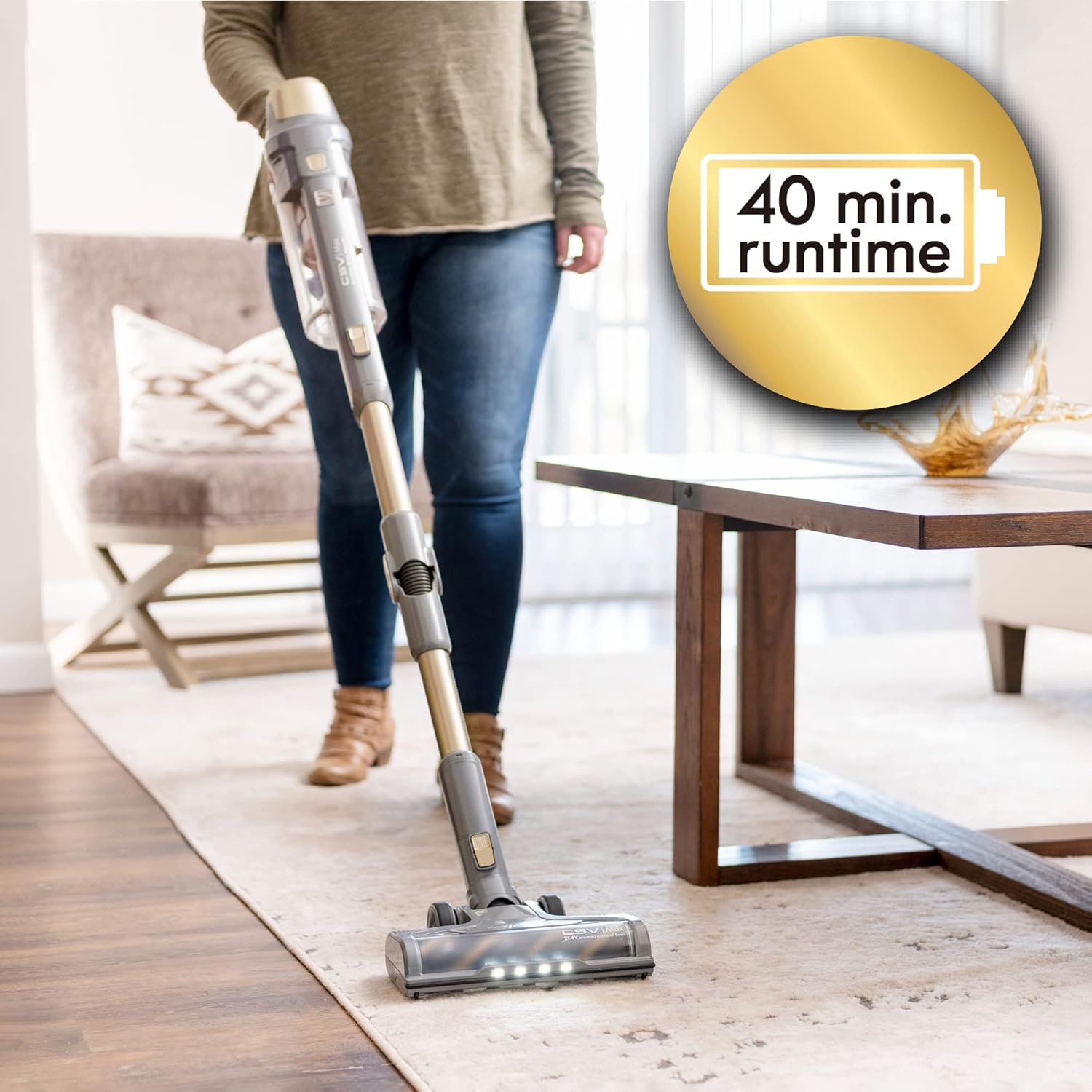 Kenmore Elite DS4095.01 CSV Max Upgrade Brushless Cordless Stick Vacuum with EasyReach Wand, HEPA Filter & LED Headlight, Converts to Lightweight Handheld for Hardwood Floors, Carpet & Pet Hair, Gold
