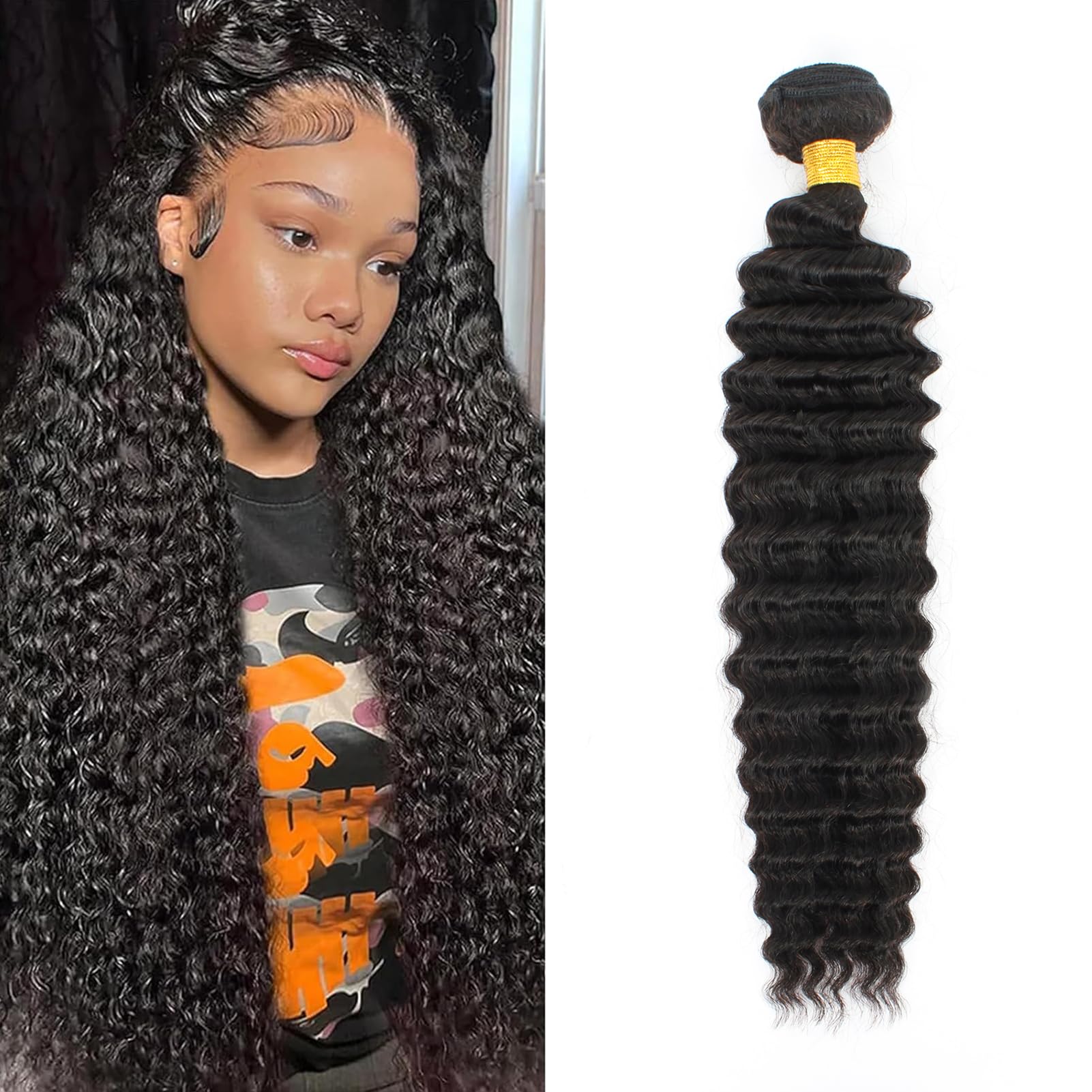 12A Deep Wave Bundles Human Hair 22 Inch Full And Thick Single Bundles 100% Unprocessed Brazilian Virgin Hair Bundles Soft Deep Curly Bundles Human