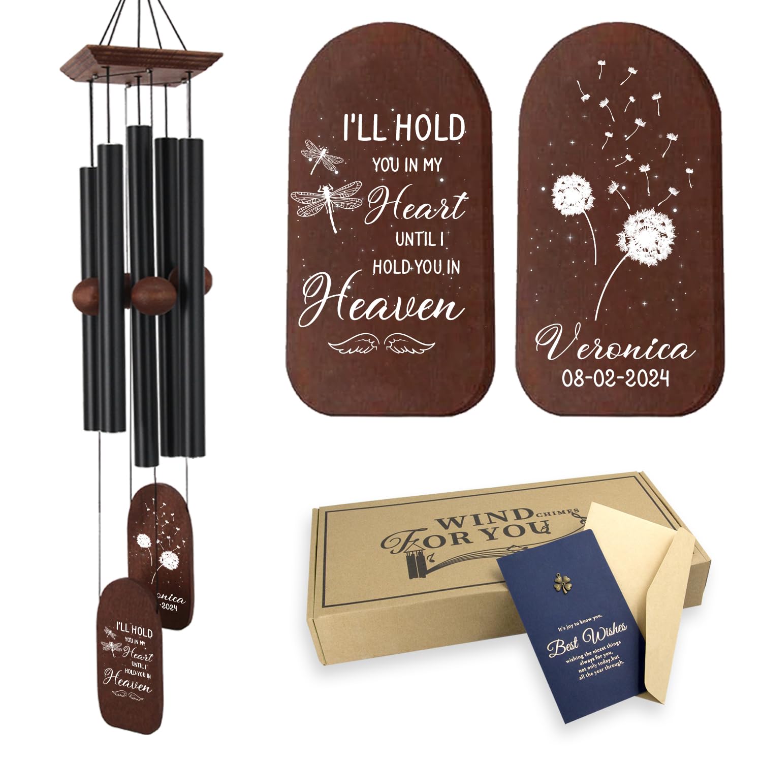 ASTARIN Personalized Memorial Wind Chimes for Loss of Loved One, Custom Sympathy Gifts for Loss Son Daughter Kids Sister Brother, Care Package for Grieving Friend Windchime for Outside
