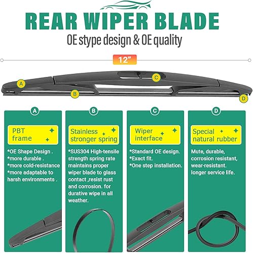 Miniatura 4 de Limpiaparabrisas de repuesto de 20 pulgadas, 20 pulgadas, 12 pulgadas, para Ford Escape 2008, 2009, 2010, 2011, 2012, calidad OEM (3 unidades)