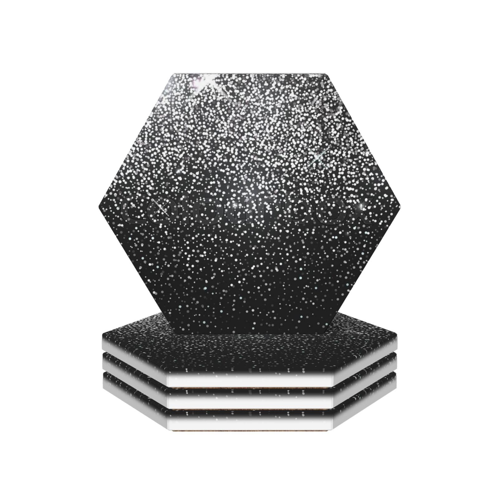 Dessous de verre en céramique lot de 4 paillettes argentées