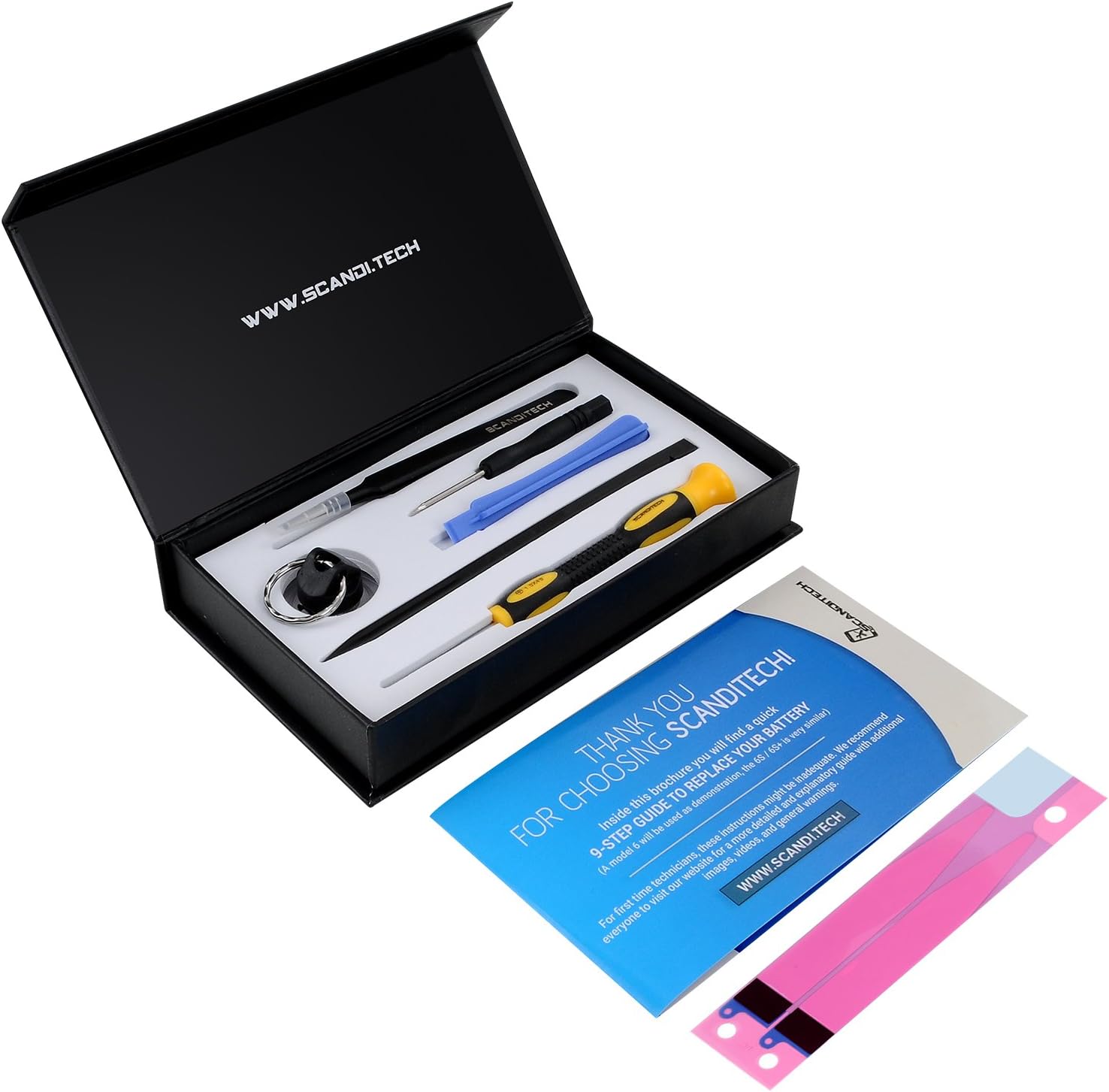 ScandiTech Battery Model iP5S-5C (not SE) - Replacement Kit with Tools, Adhesive & Instructions - New 1560 mAh 0 Cycle Battery - Repair Your Phone in 20 min - 1 Year Warranty