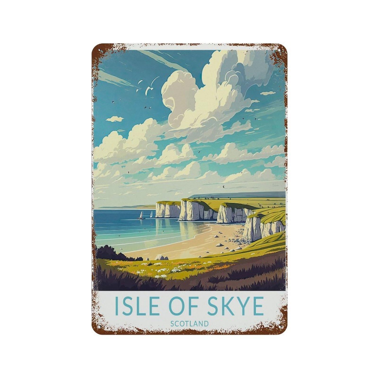 xiaoxiaoshen Isle of Skye Travel Scotland Coast Decor Wall Decor Art Metal Tin Poster Modern Home Decor Art Home Bar Shop Decorations Vintage Sign 30x20cm