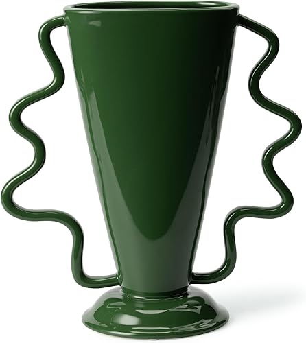 Wild Works Florero giratorio verde medieval para sala de estar, entrada, personalizado, simple, Wabi Sabi, ornamento decorativo de cerámica