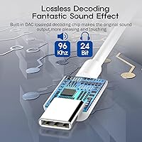 Vista 4 de Lezaface Adaptador USB-C a conector de auriculares hembra de 0.138 in, paquete de 2, compatible con iPhone 15/15 Plus/15 Pro/15 Pro Max