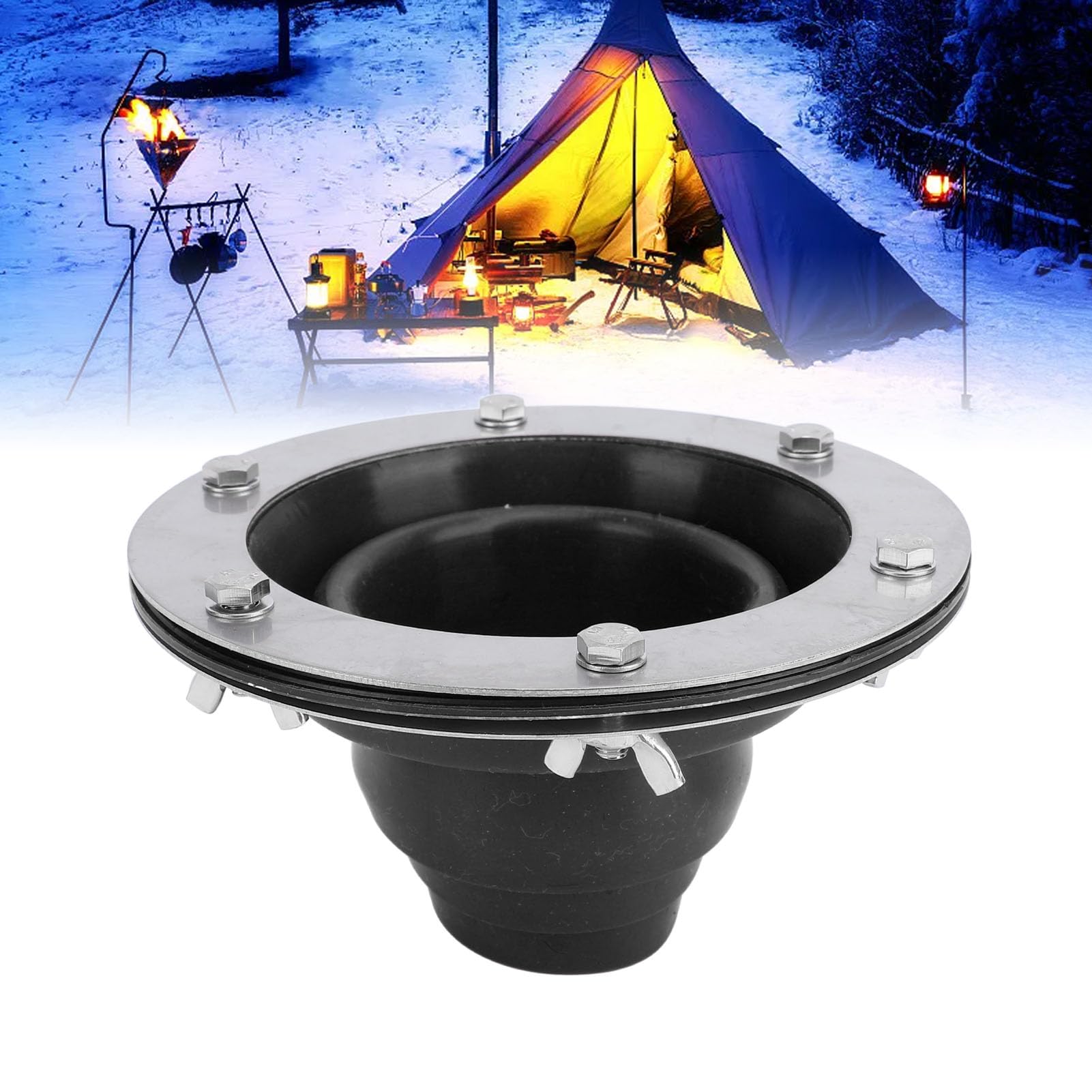 Kit Jack per Stufa da Tetto per Tenda, Scossalina in Silicone per Tubo da 4,5 X 0 Cm, Resistente Al Calore, Facile Installazione, Si Adatta a Qualsiasi Inclinazione del Tetto,