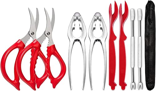 Juego de galletas y púas de langosta, 9 piezas de herramientas para galletas de patas de cangrejo, galletas y tenedores de acero inoxidable, juego