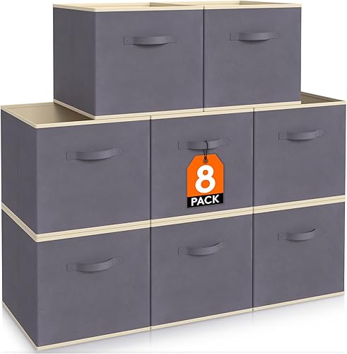 Lifewit Contenedores de almacenamiento de cubos de 13 pulgadas, cubos de almacenamiento plegables de tela decorativa medianas para organizar