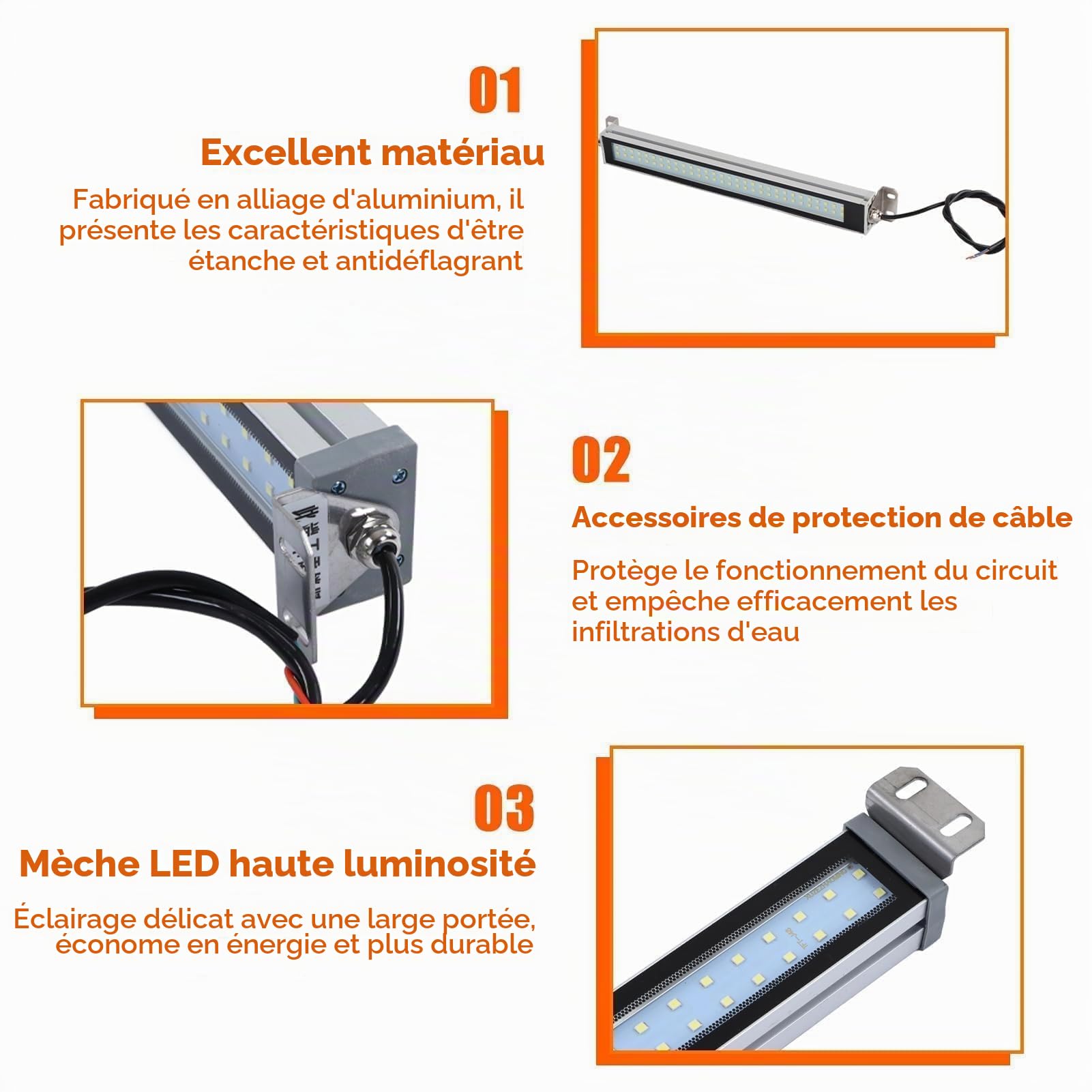 Agatige 24V 12W IP67 Lumière Industrielle Machine Tube LED, éclairage Anti-Déflagrant LED Machine Commande Numérique Par Ordinateur, éclairage Intérieur Bande Lumineuse Feux Travail Machinesoutils