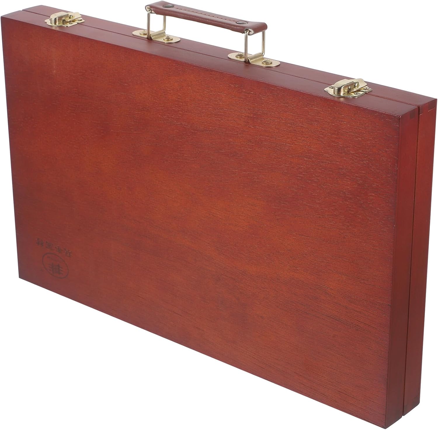 Portable Wooden Painting Storage Box with Handle and Secure Locking Clasps Lightweight Multi-functional Artist Case for Paint Brushes Pens Sketch Pencils and Art Supplies Vintage