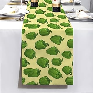 Green Bell Peppers Table Runner 72x13 inch, Rectangle Table Cloth Holiday Kitchen Dining Table Decor for Indoor Outdoor Home Wedding Christmas Party Decoration