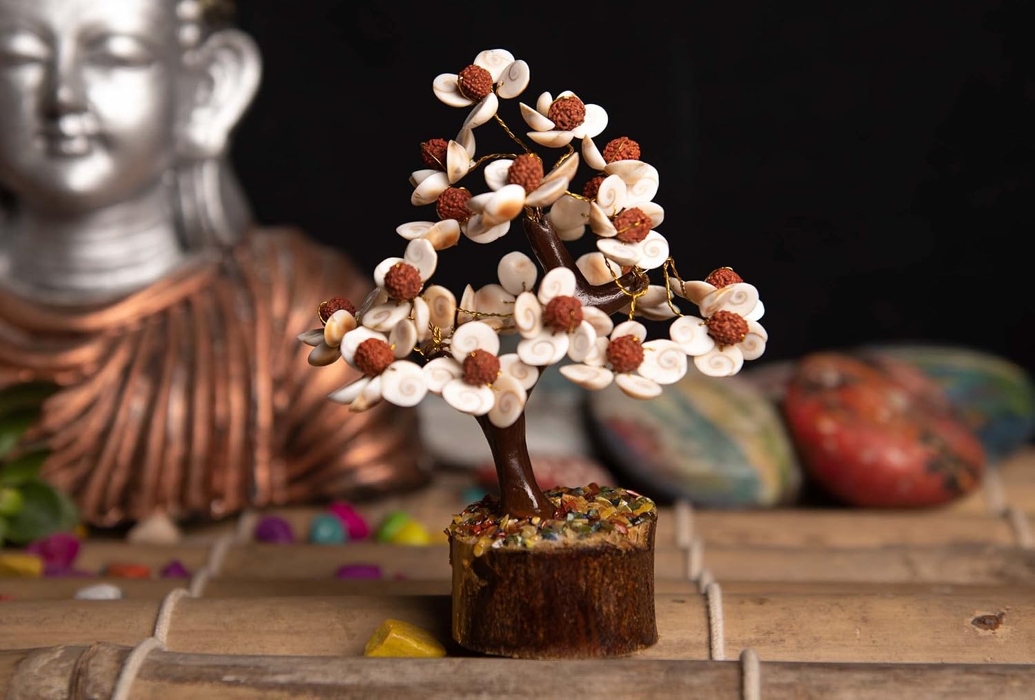 Crystal Tree for Home Decorations Crystals and Healing Stones Witchy Room Crystal Decor Tree Crystal Gifts Gem Tree Christmas Tree Stands for Real Tree… (Gomti Rudraksha tree) - Image 3