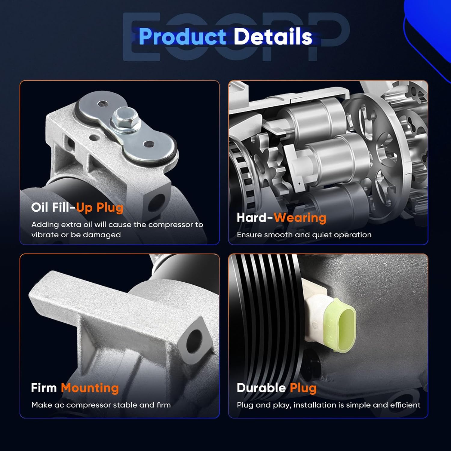 ECCPP AC Compressor 2002-2003 for Chevrolet Impala 3.4L 1996-2003 for Pontiac Grand Prix 3.1L