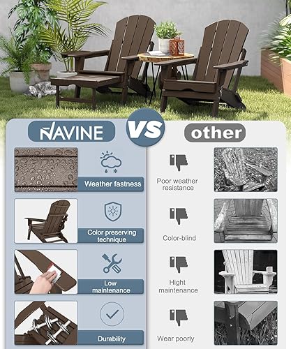 Miniatura 80 de Silla Adirondack ajustable con otomana retráctil, juego de 2, silla Adirondack plegable de polietileno de alta densidad con soporte para tazas