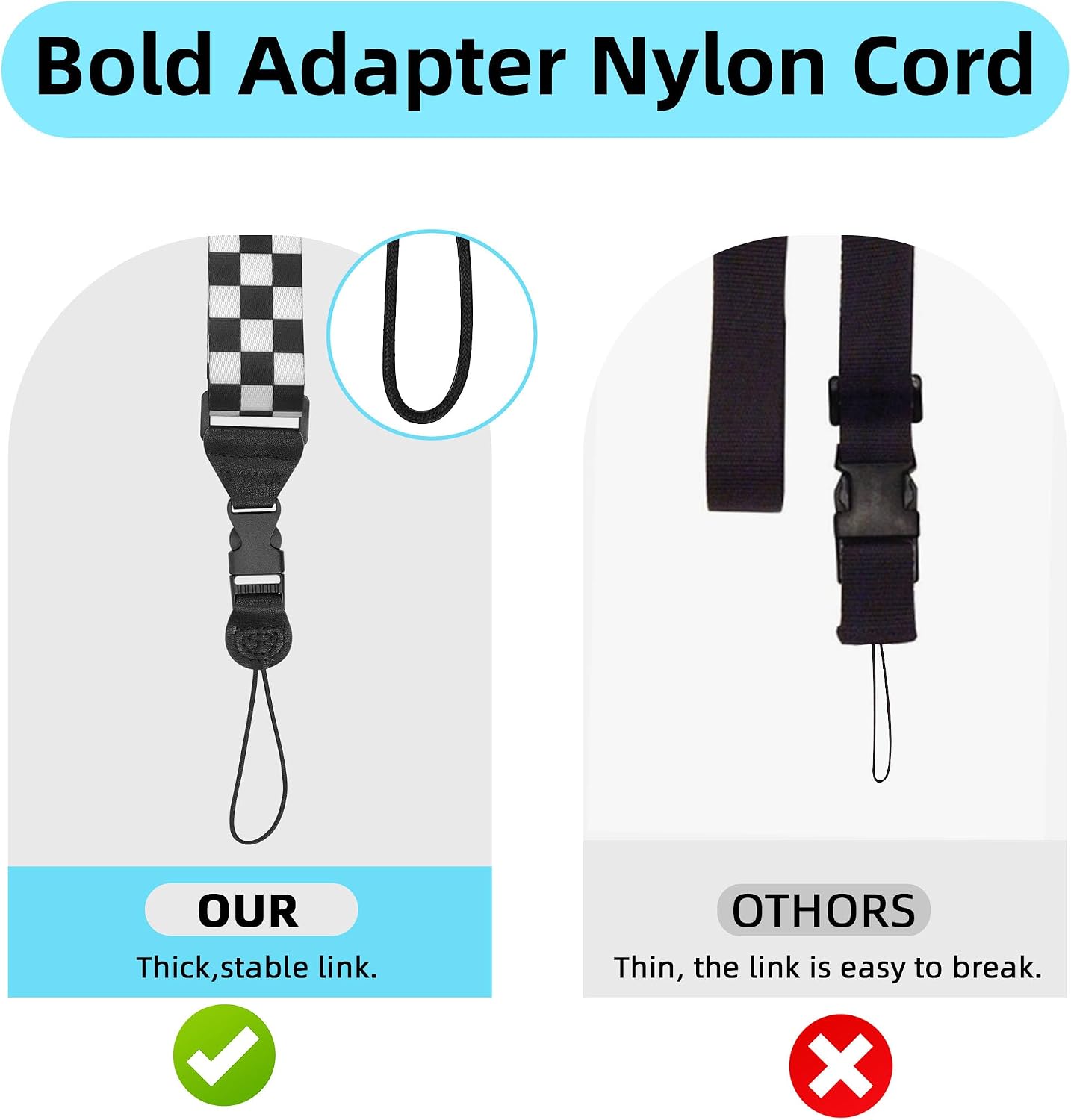 Camp Snap Camera Strap, iPad Nylon Neck Strap Lanyard for Tablet Case, Binocular Crossbody Laptop Luggage Bag(Black-And-White)