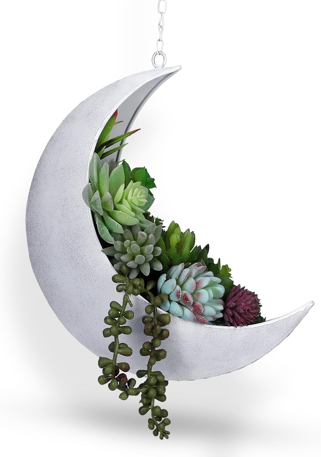Hanging Moon Planter -14Pcs Artificial Succulents - Great for Air Plant, Mini Cactus, Faux, Artificial Plants-Boho Hanging Planters for Indoor Plants, Witchy Gifts for Women, Birthdays,Plant Lovers
