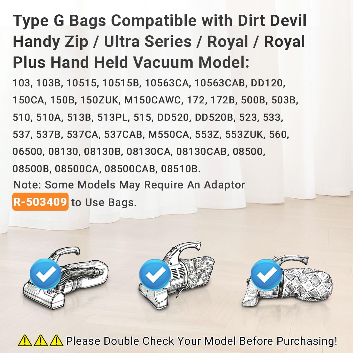 12 Pack Type G Bags Compatible with Dirt Devil Type G Vacuum Bags, Royal Hand Held Vacuum Cleaner, 3010347001, 3010348001, 3103075001
