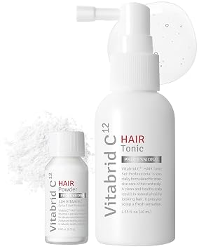 Hair Scalp Tonic Professional- 12 hours Active Vitamin C Powder for Thickening Hair - Hair Loss Relief, Cooling, Revitalizing Dry Scalp, Sebum Control - Dermatologist Tetsted, 1.35 fl.oz.