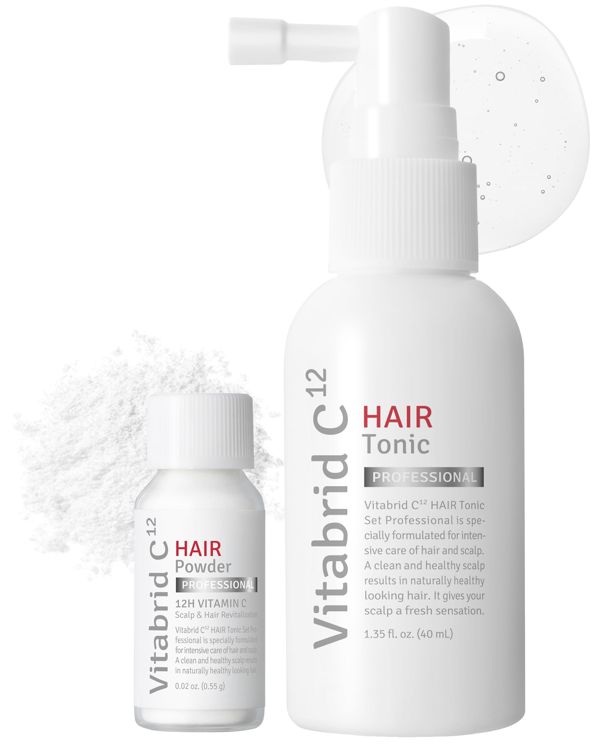 Hair Scalp Tonic Professional- 12 hours Active Vitamin C Powder for Thickening Hair - Hair Loss Relief, Cooling, Revitalizing Dry Scalp, Sebum Control