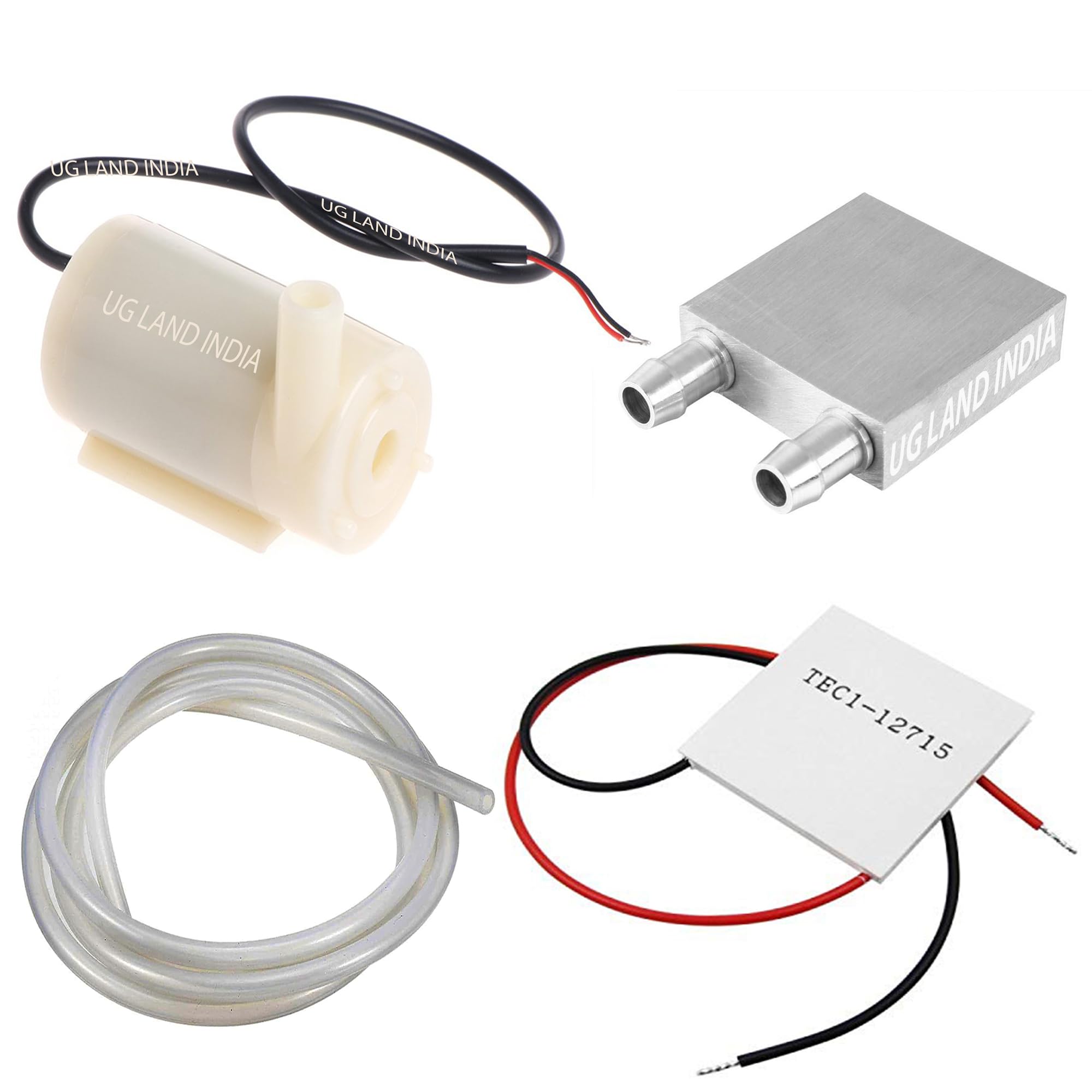 BITSKY INDIA Mini DC 3-9V Side Submersible water pump Transparent Water Pipe,Aluminum Water Cooling Block, Plate Heat Sink (40x40x12mm), TEC1-12715 Peltier Element Module Element Cooling Plate (B0D6KTXD62) Amazon Price History, Amazon Price Tracker
