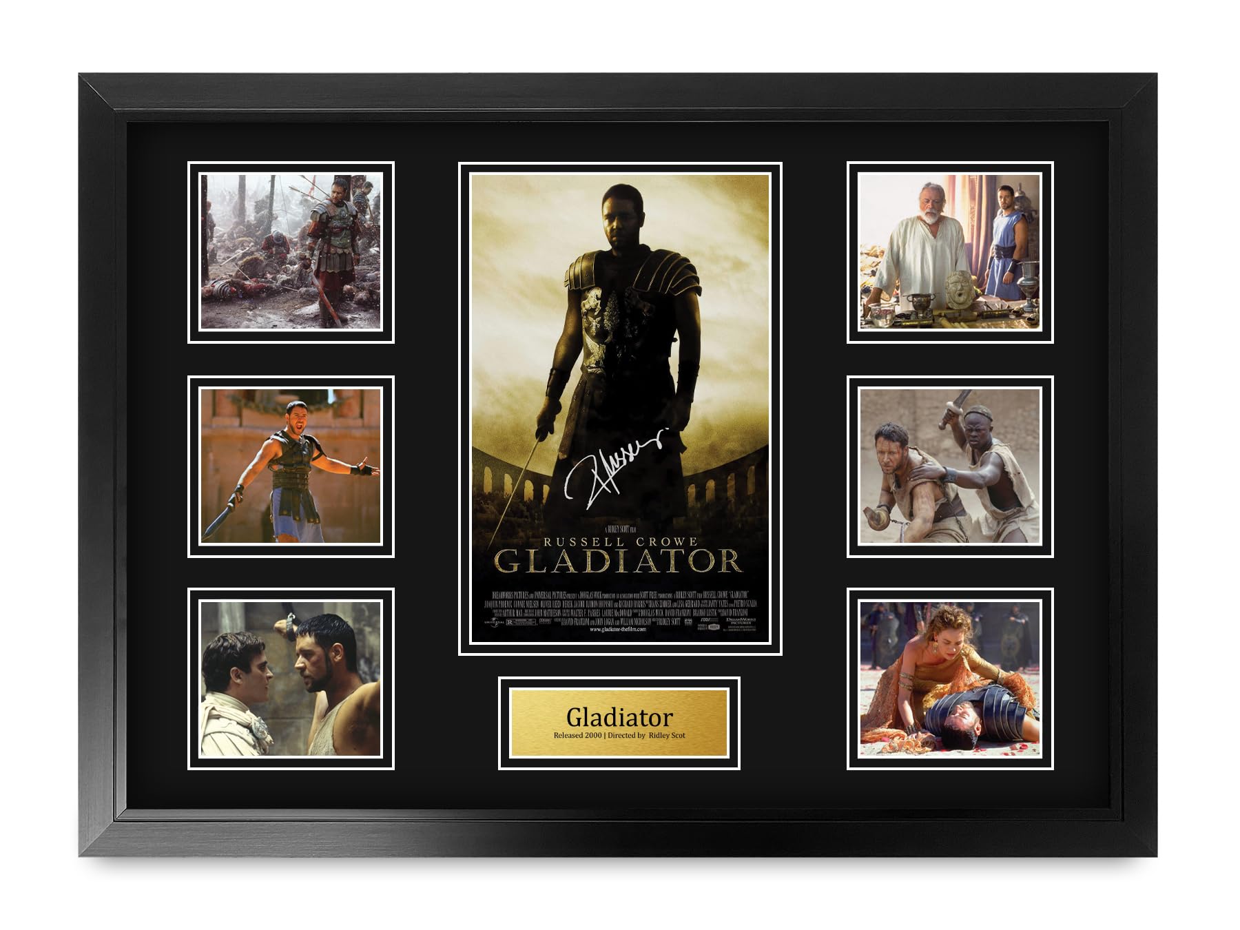 HWC Trading Gladiator 1 Geschenke Geducktes Signiertes Autogramm Foto für Fans von Film Memorabilien - A2 Gerahmt (ID-006473)