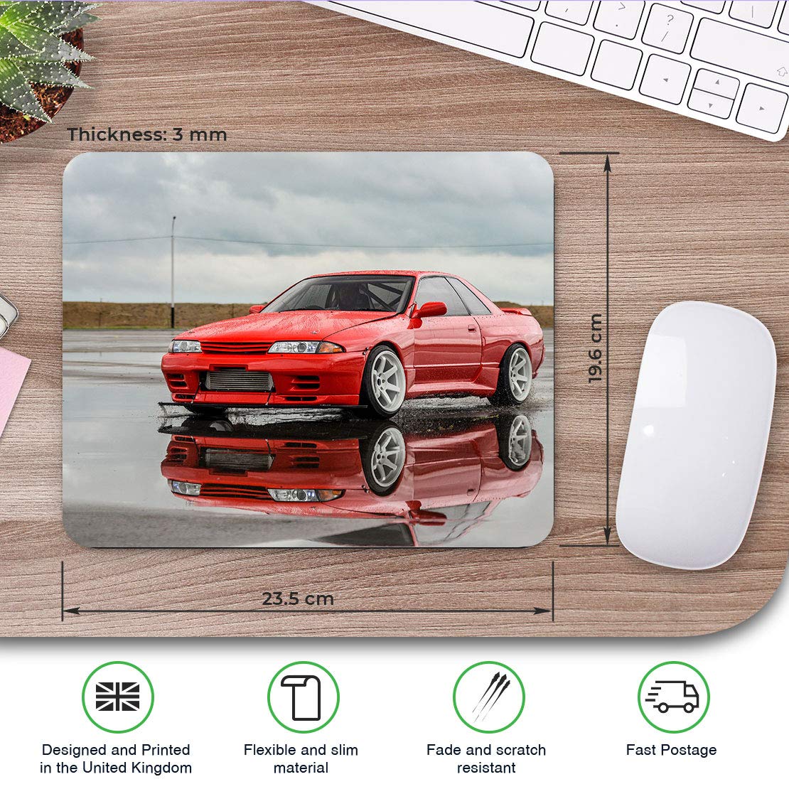 Destination Vinyl Ltd Red Vintage Car Mouse Mat Pad - Men's Racing