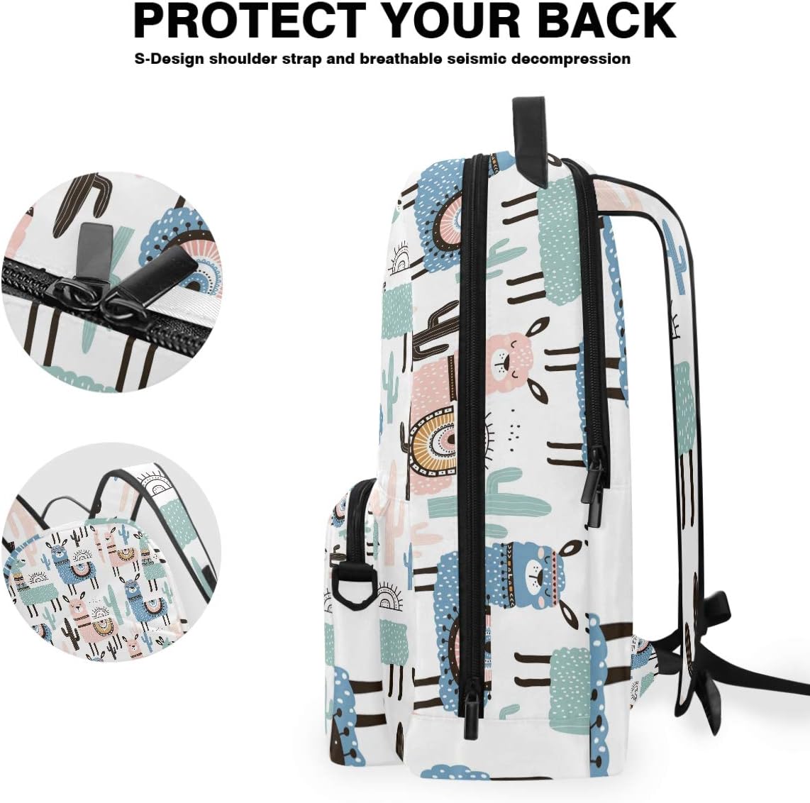 Onе-Dау Sаlе: Uр tо 60% оƒƒ Llama Cactus Backpack Alpacas Cacti Plants Animal Detachable College Bag Crossbody Casual Shoulder Daypacks Travel Computer Notebooks Laptop Bookbag for Women Men