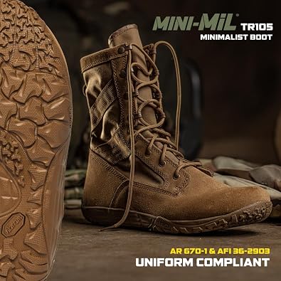 Belleville Mini-Mil TR105 Tactical Boots for Men - Zero Drop Boots - Slip-Resistant Military Footwear - Breathable Desert Style - Full-Grain Cattlehide Leather - Soft-Toe Design - Coyote - 13 Wide