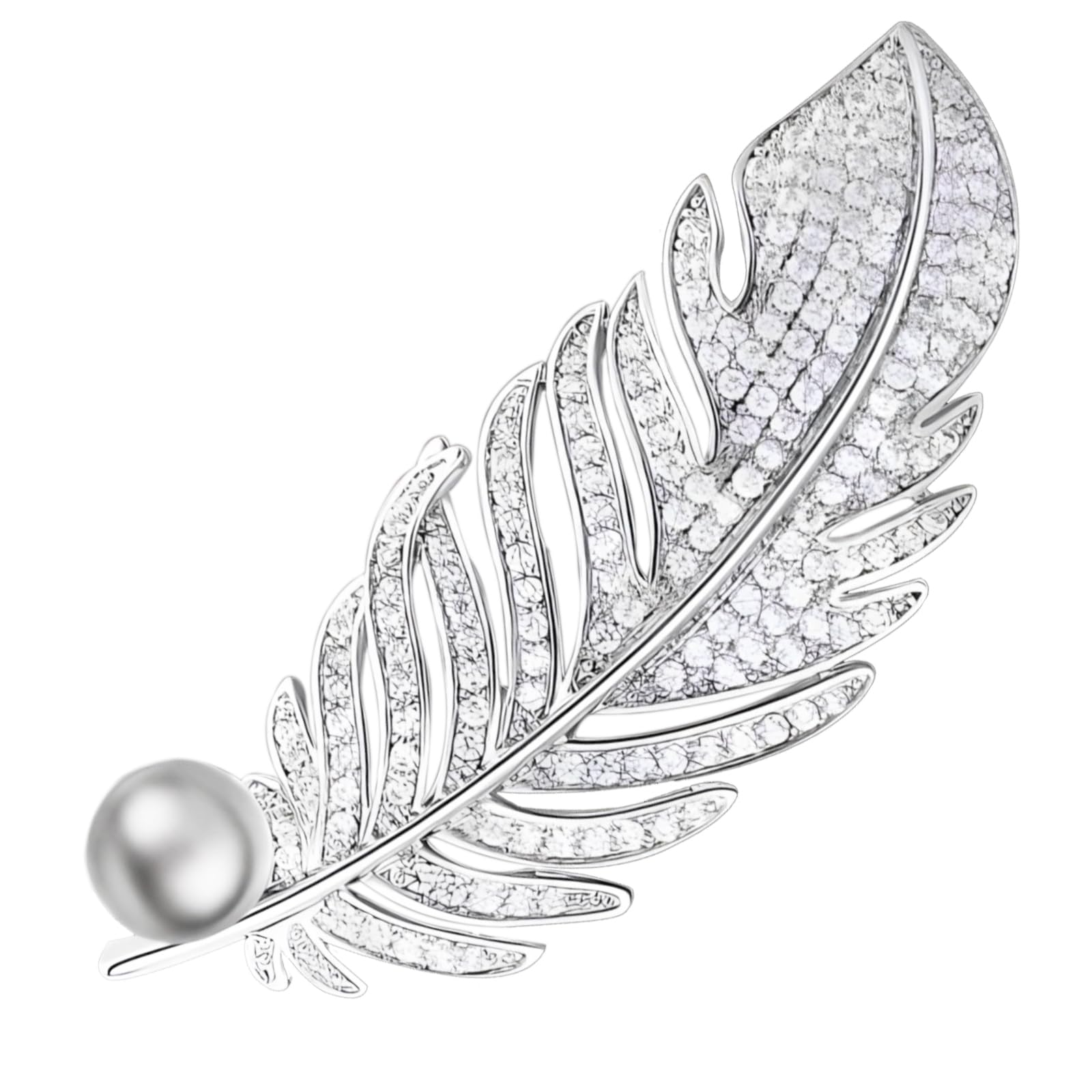 SYGA Brooch Feather Fashion Crystal Rhinestone Jewellery Pin Vintage Accessories Decoration Clothing Brooches for Bridal Women Girl - Feather Silver (B0B21NFXH3) Amazon Price History, Amazon Price Tracker