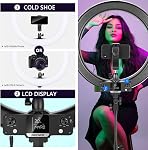 Neewer 18-inch RGB Anneau de lumière avec APP Contrôle, Dimmable Bi-Color 3200K-5600K CRI 97+ LED Lumière bague avec support, 0-360 couleur complète, 9 Effet des scènes pour selfie/maquillage/party/Vlog/YouTube/photographie