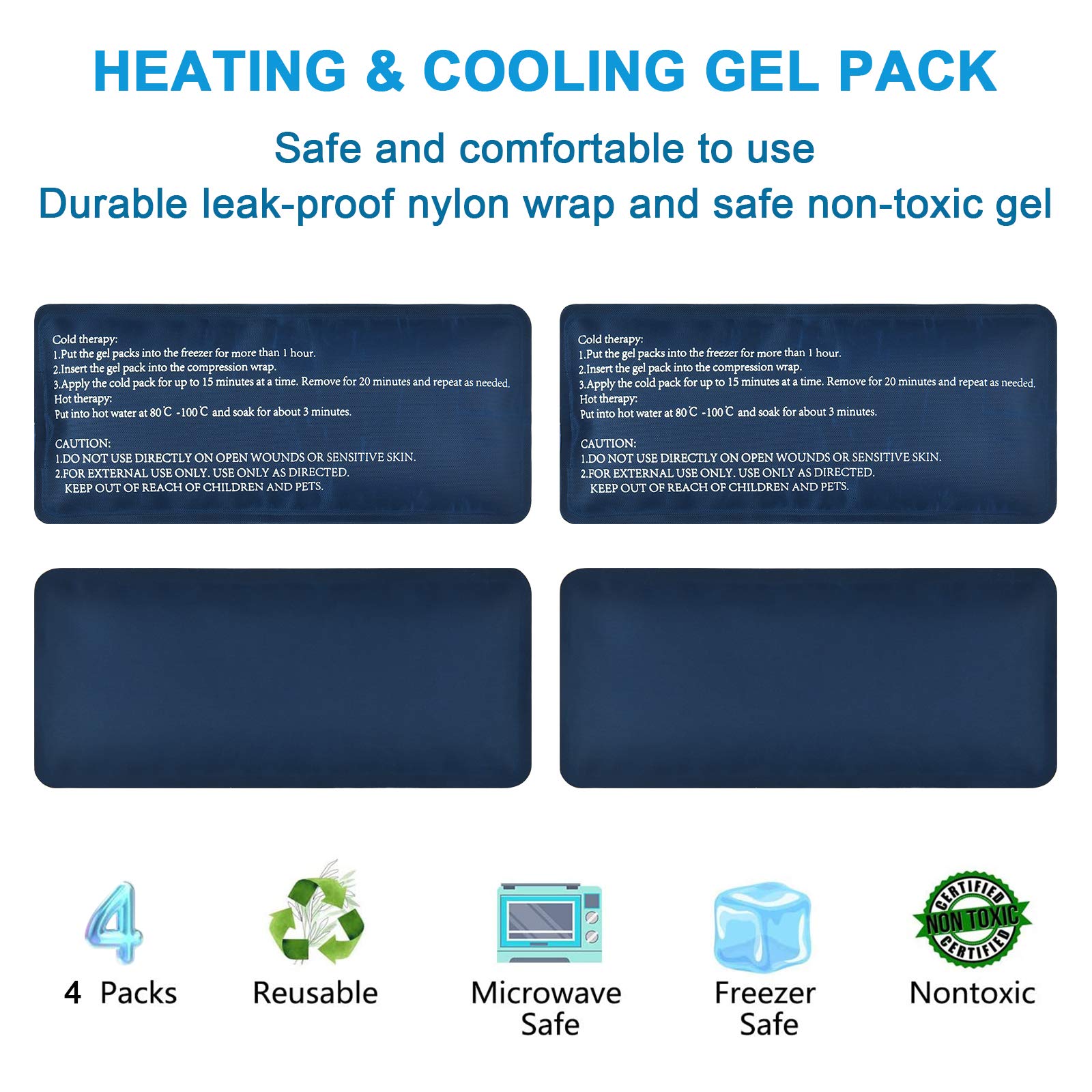 Wisdom Teeth Ice Pack, Face Ice Pack for Jaw, 4 Gel Packs & 2 Round Gel