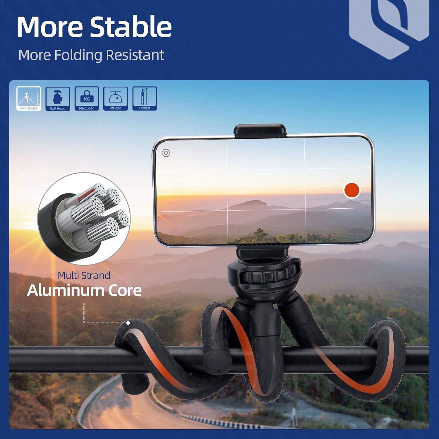 Fotopro Flexible Tripod Horizontal Phone Mount with Cold Shoe for Portable Mini Phone Tripod Stand Selfies Vlogging Makeup Live Streaming Photography