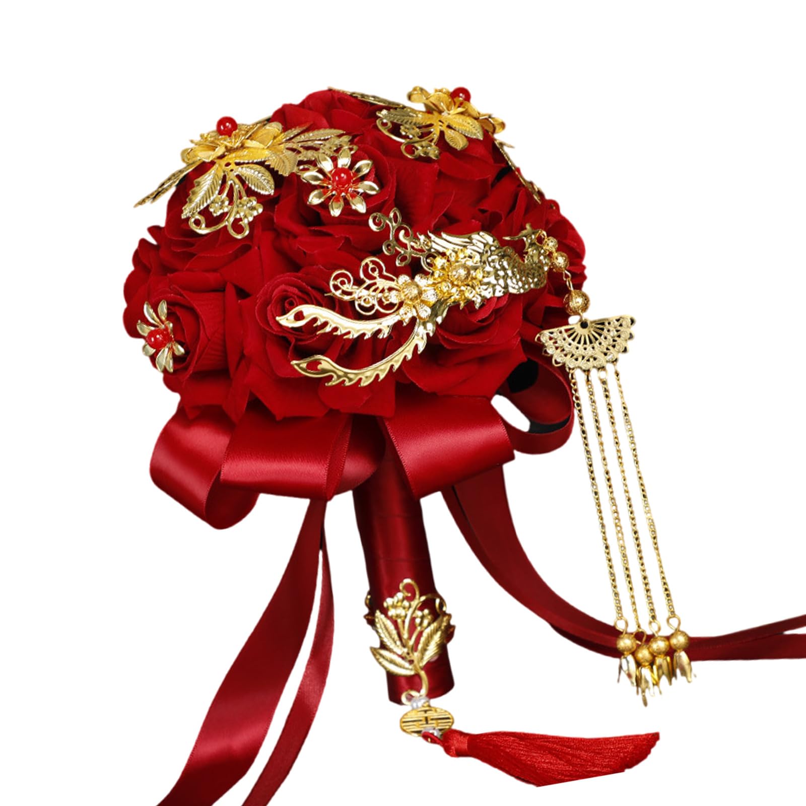 Silk Flower Bridal Bouquet Delicate Handheld Flower Arrangement Elegant Wedding Party Flowers Bunch Ornament Comfortable Artificial Roses Wedding Bouquet Modern Artificial Bunch Party Flowers