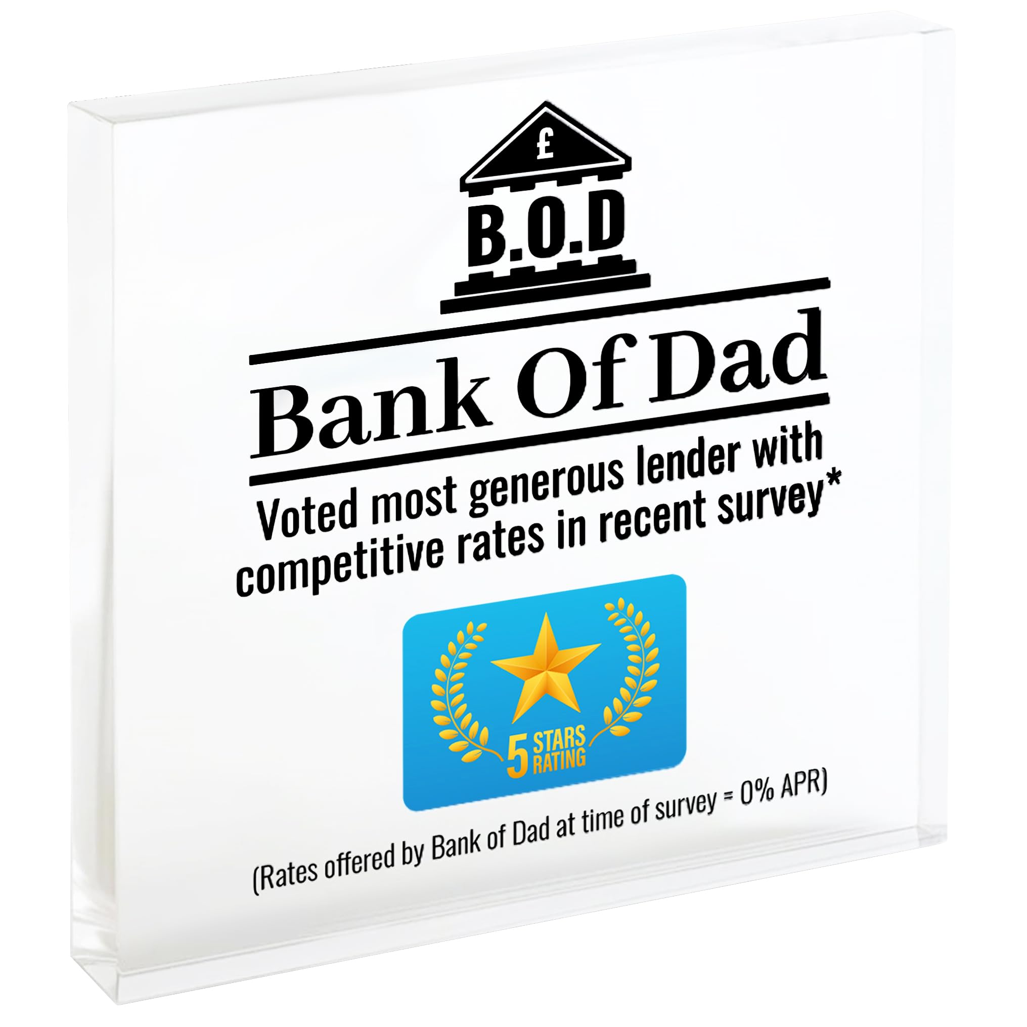 Fathers Day Dad Gift Funny Birthday Gift For Dads Bank Of Dad Acrylic Plaque Funny Joke Present For Dad Daddy Pops Father's Step From Son Daughter