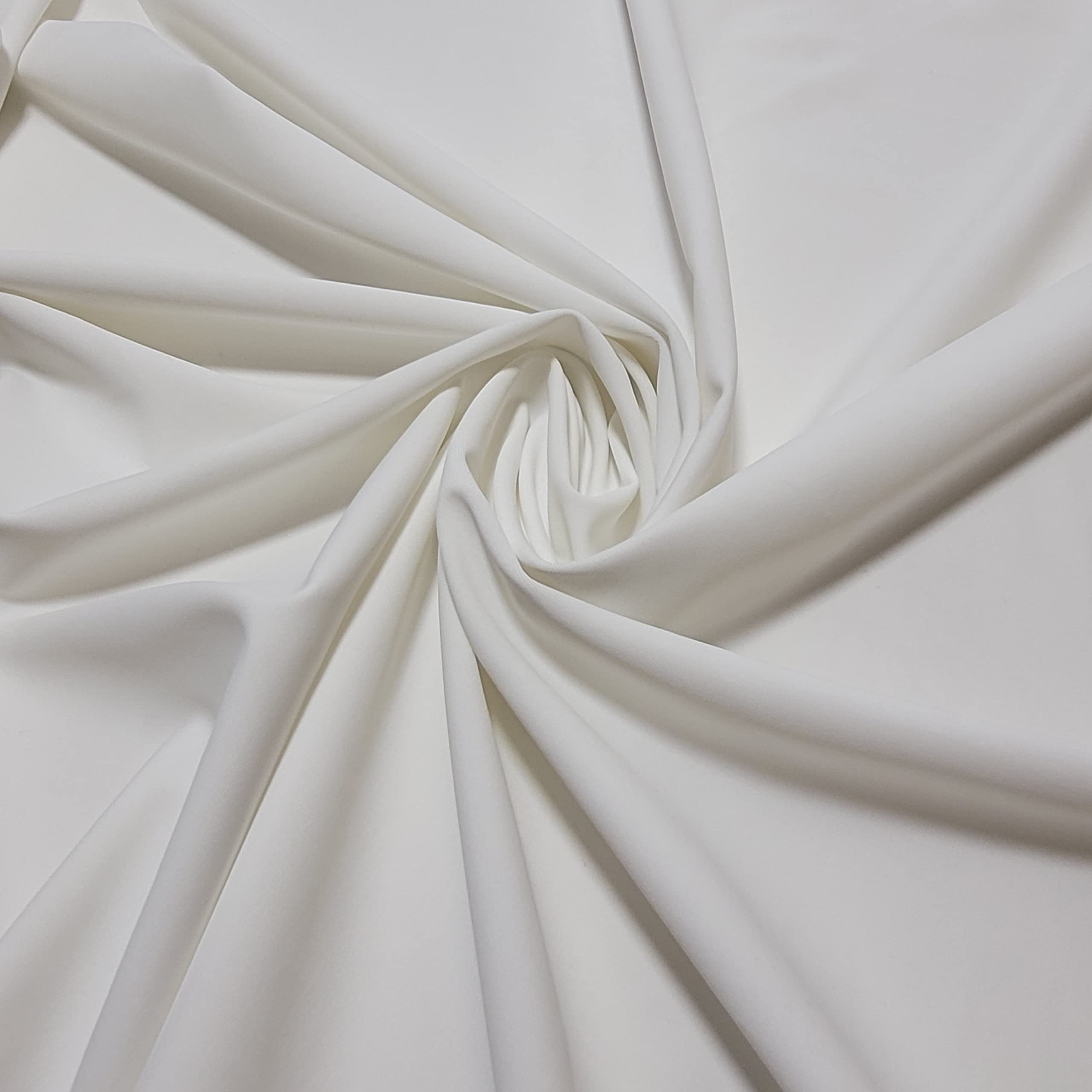 Textile Station Elastane 4-Way Stretch Nylon Light Weight Spandex Dancewear Swimwear ITY Fabric 58" - 150cm Wide (White)