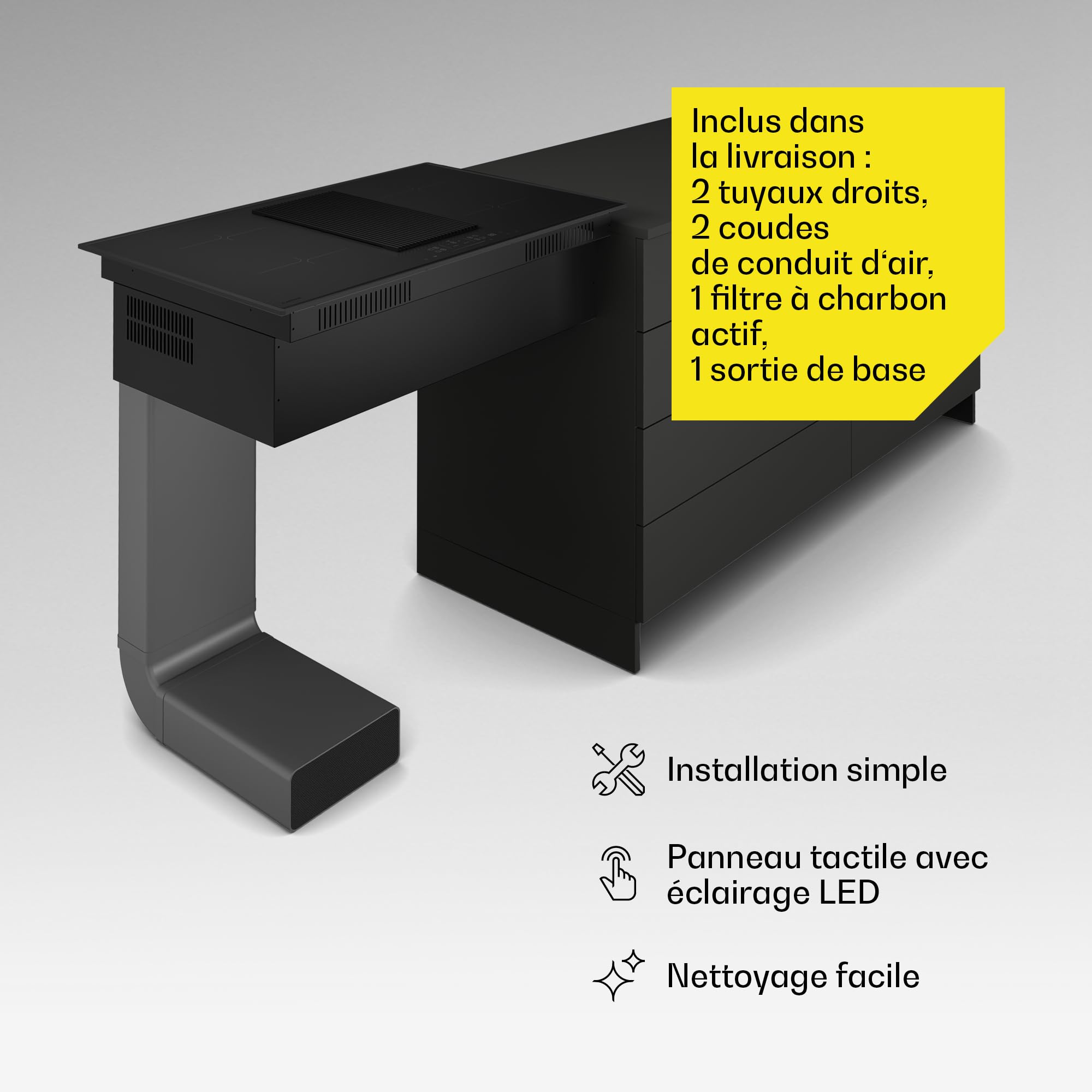 Klarstein Velaire Plaque Induction avec Hotte Intégrée - 4 Zones, 8400W Boost, Curseur Tactile, Minuterie, Sécurité Enfants, Détection Casseroles, Verre Noir 80cm, Plaque Cuisson Hotte Intégrée
