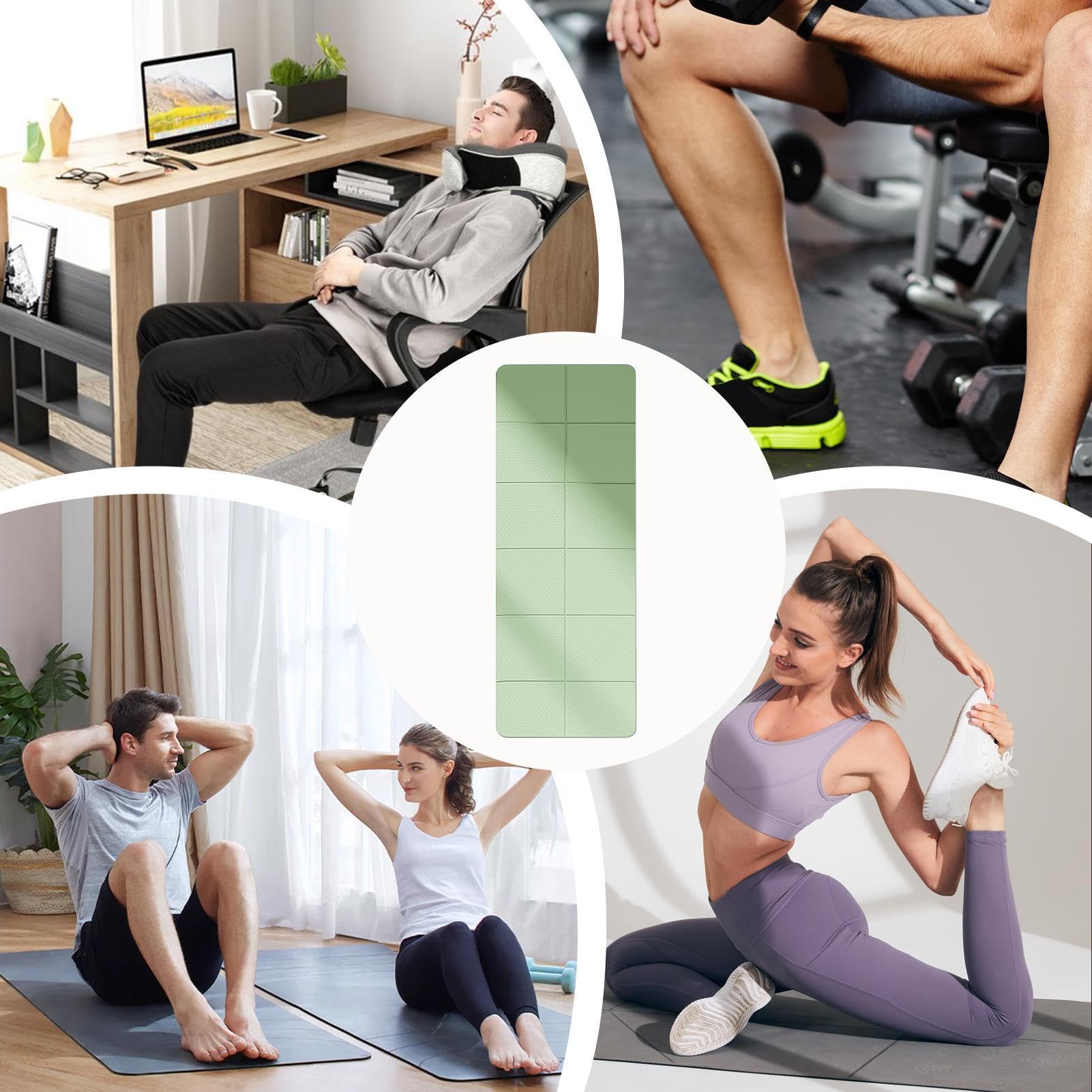 Składana mata treningowa, składana mata do jogi - Przenośna mata do | domowej siłowni | Podkładka treningowa do jogi, pilatesu, treningu domowego i ćwiczeń podłogowych,