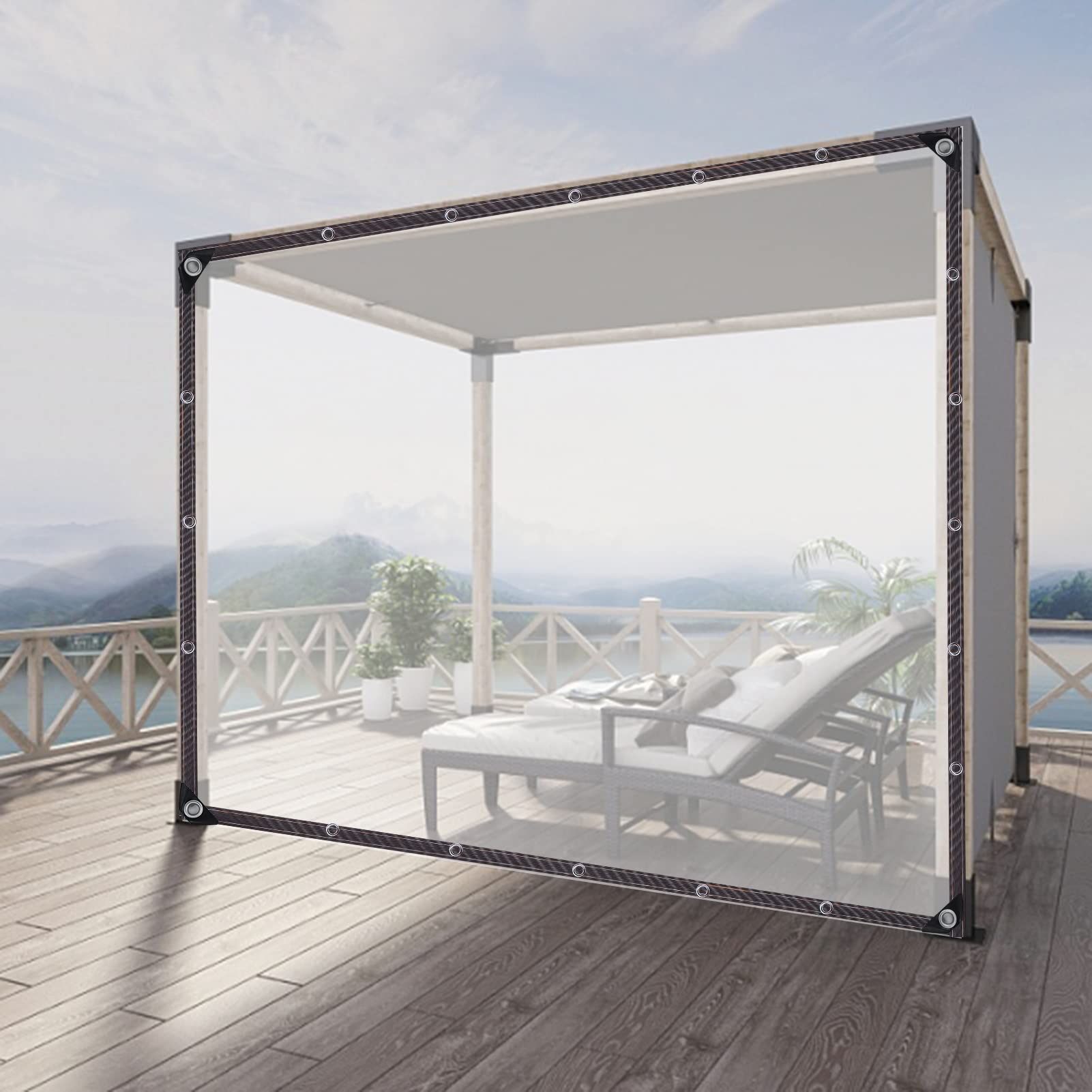 Transparenter Pavillon-Vorhang für den Außenbereich, wasserdicht, strapazierfähig, reiß- und regendicht, Mehrzweck-Zelt-Seitenteile für zusätzlichen Schutz (3 x 4,5 m)