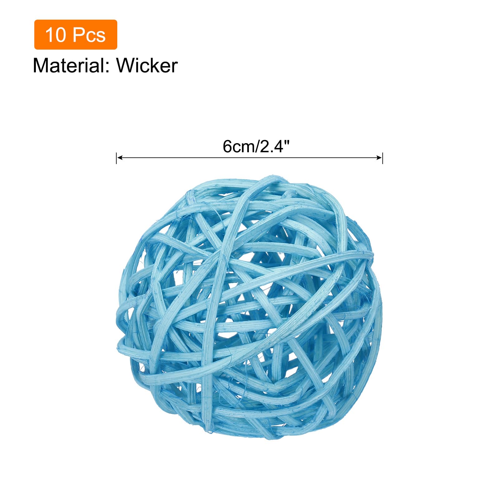 Uxcell 10 Pcs Wicker Rattan Balls 2.4 Inch Rattan Decorative Balls for Centerpiece Bowls Vase Fillers Home Decor Light Blue - Image 2