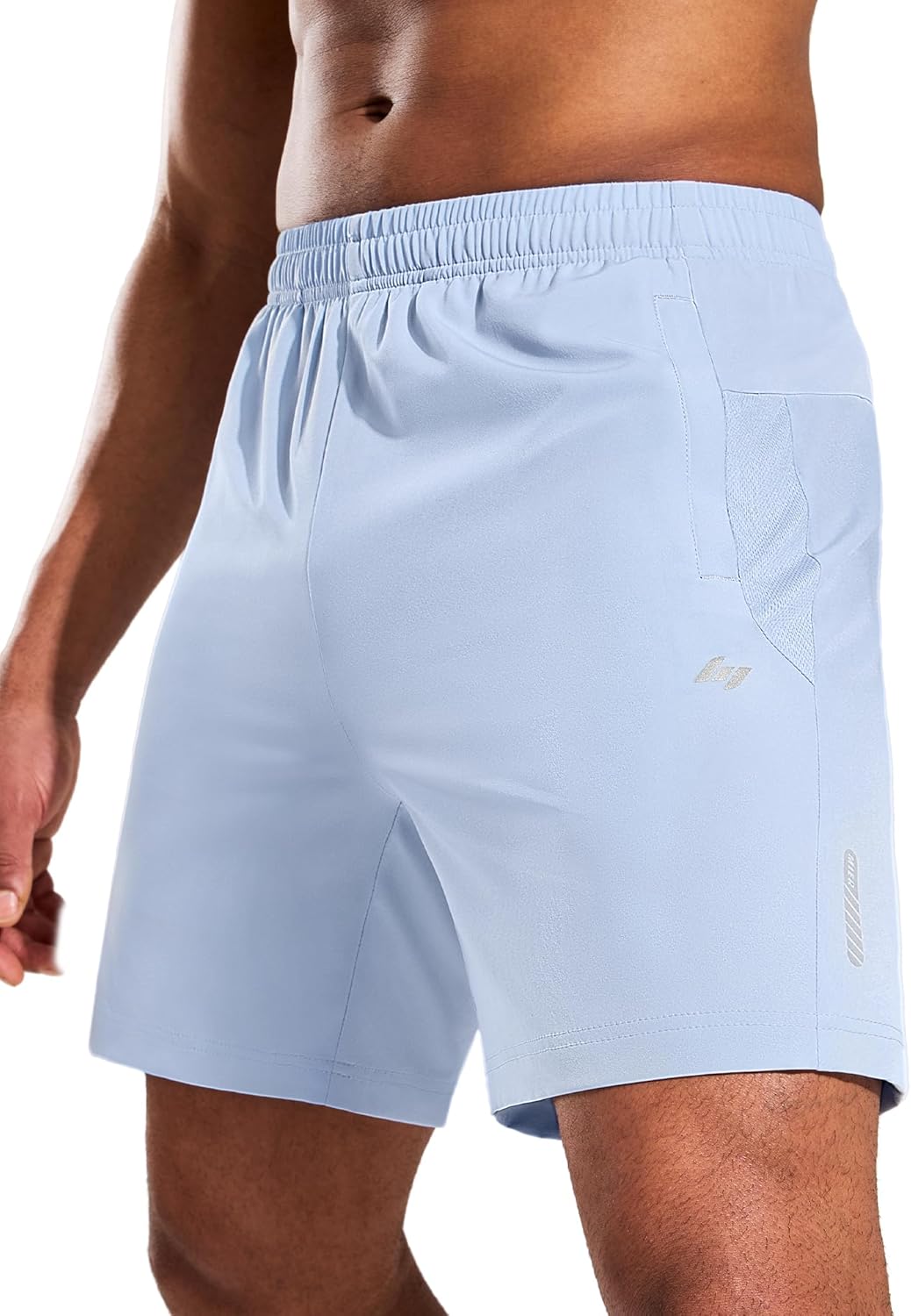 MIER Mens Athletic Shorts 7 Inch Inseam Quick Dry Breathable Running Gym Workout Shorts with 3 Zipper Pockets, No Liner