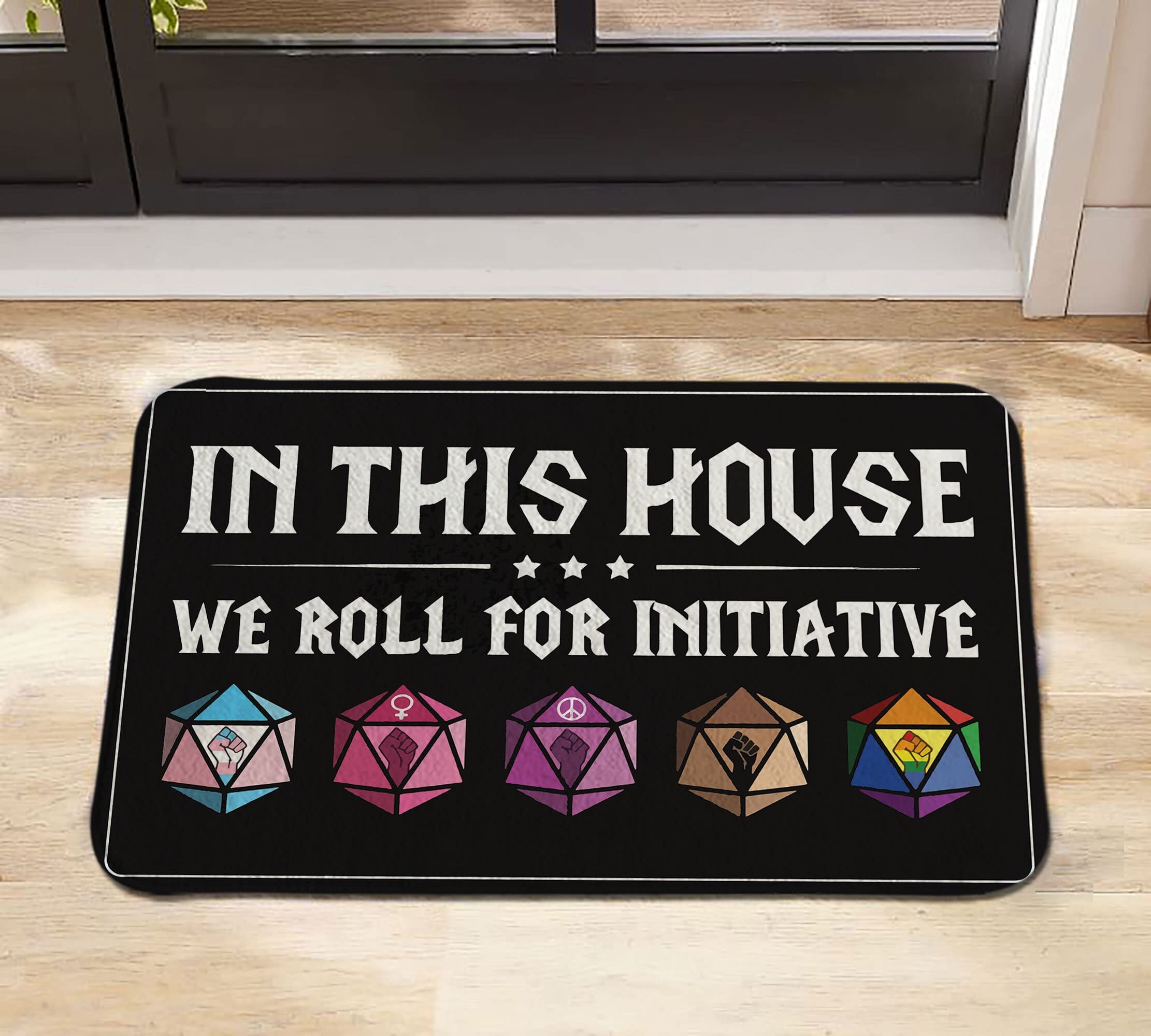 in This House We Roll for Initiative Doormat,Outdoor Door Mat,Personalized Doormat,Welcome Doormat,Housewarming Decor Gift 30x18 Inch