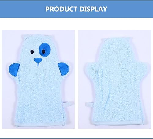 Miniatura 3 de Guante de loofah, 1 unidad, guantes de baño, guantes de baño con bonito patrón de perro, toalla de algodón estilo animal, exfoliante suave para baño