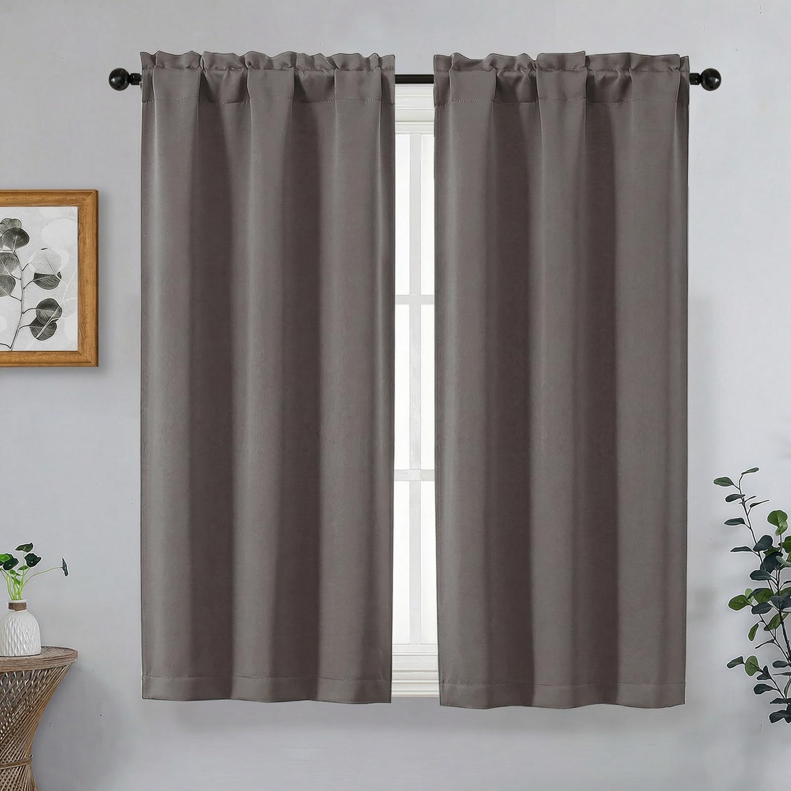 OVZME Latte Short Blackout Curtains for Bedroom 54 Inches Long 2 Panels, Modern Window Treatment Solid Thermal Insulated Curtains for Living Room, Dual Rod Pocket Blackout Drapes, 2x40Wx54L