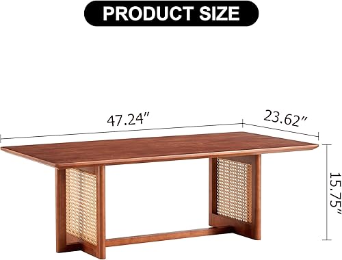 Miniatura 9 de Mesa de centro moderna de mediados de siglo con parte superior de vidrio y estante de almacenamiento de ratán de polietileno, mesa de café redonda