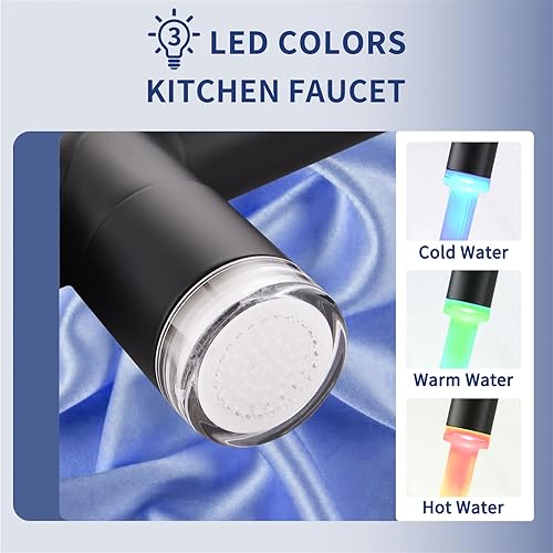 Miniatura 42 de Grifo de cocina dorado cepillado con rociador extraíble, grifos de fregadero de cocina de latón comercial de una sola manija con grifo de cocina