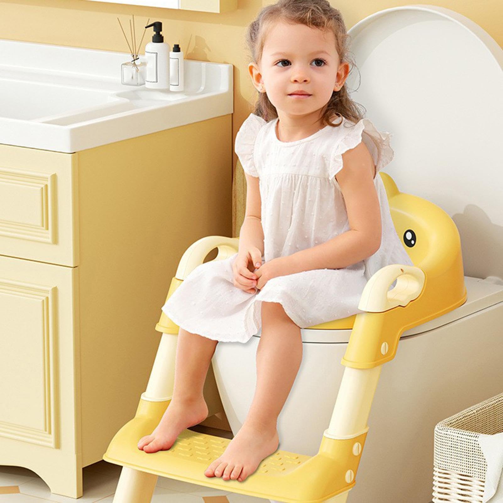 Vasino con sgabello, antiscivolo, per bambini, scaletta per WC con scaletta, comoda per bambini, per ragazze e ragazzi
