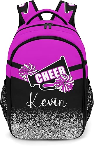 Mochila de animadora púrpura claro personalizada con nombre para hombres y mujeres, bolso de hombro para computadora portátil, bolsa de libros,