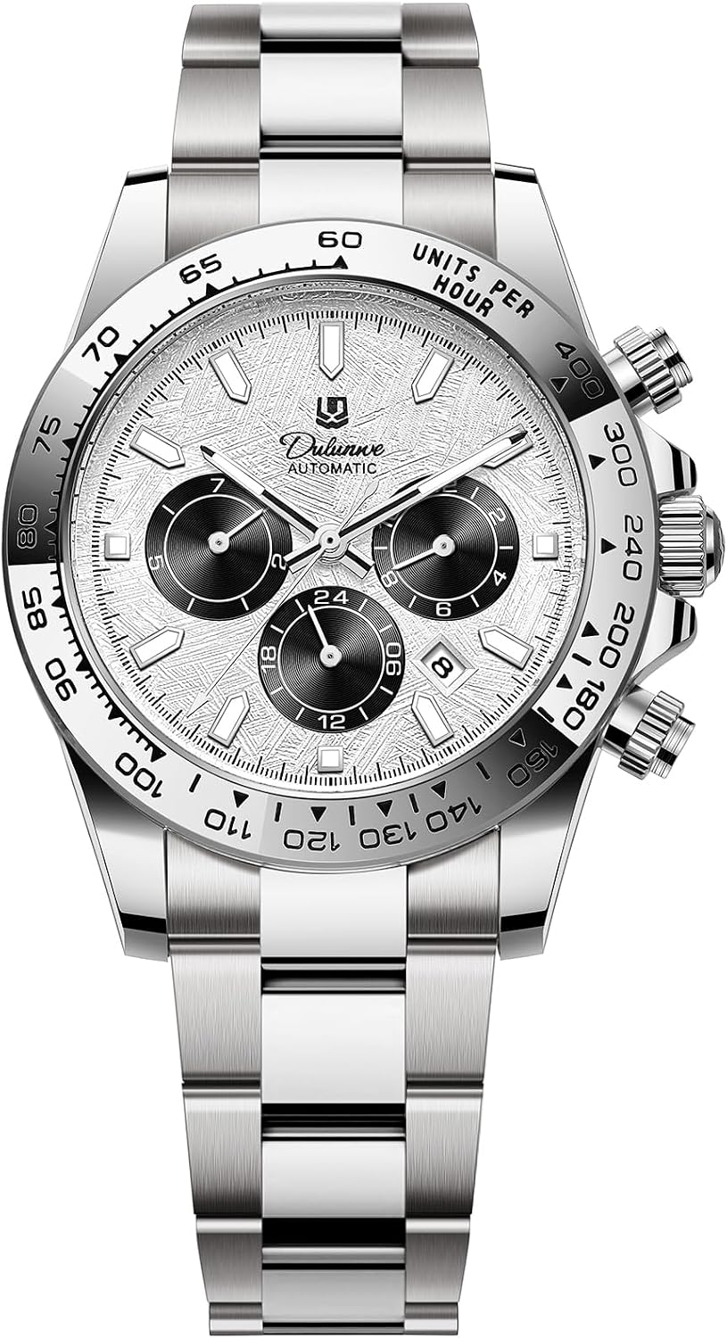MASTOP Pagani Design Automatic Mechanical Watch for Men, Stainless Steel Wristwatch with Calendar&24H&Week&Mouth, Mineral Glass, Waterproof Business Dress Watch