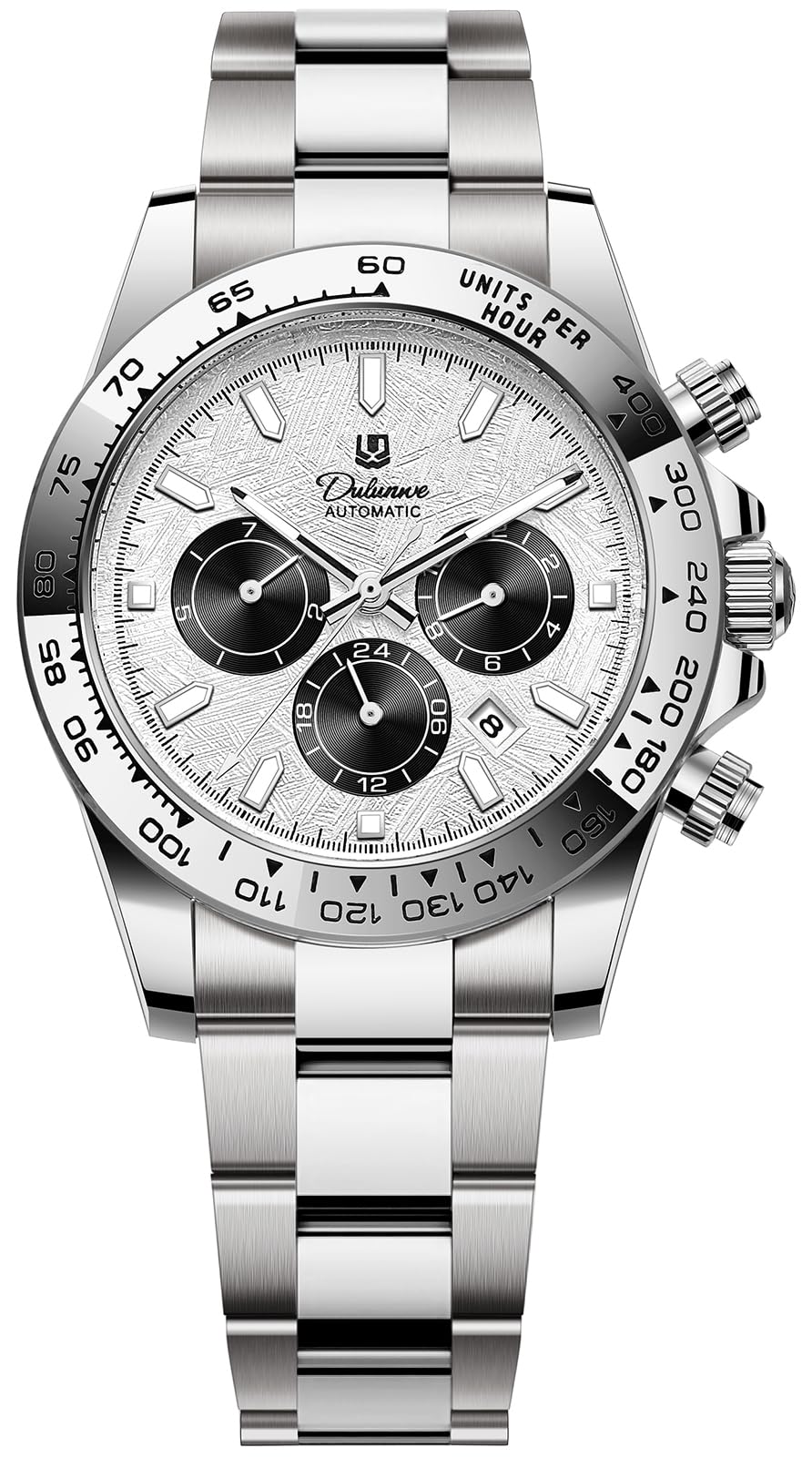 MASTOP Pagani Design Automatic Mechanical Watch for Men, Stainless Steel Wristwatch with Calendar&24H&Week&Mouth, Mineral Glass, Waterproof Business Dress Watch