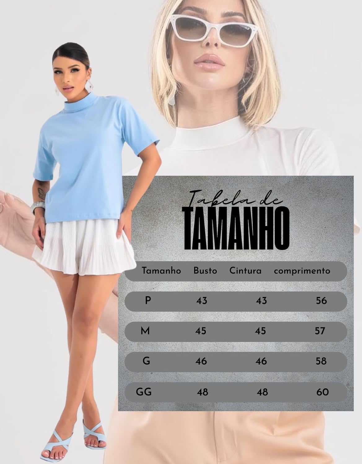 Blusa Camiseta T-Shirt Tee Feminina Gola Alta Feminina Manga curta Lisa Social elegante – Básica, Moderna e Confortável - YASDA Blusa Camiseta T-Shirt Tee Feminina Gola Alta Feminina Manga curta Lisa Social elegante – Básica, Moderna e Confortável - YASDA